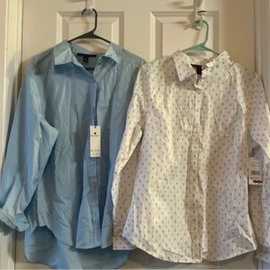 Gloria Vanderbilt Light Blue/white  with dots Shirts. Never worn. Still has tags